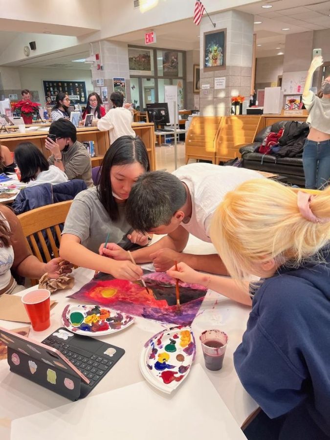 The Pheonix hosted an event open to the entire school where they taught students how to paint like Bob Ross.