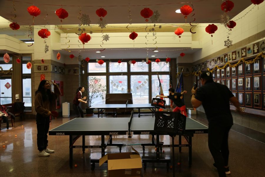 The Varsity Girls Table Tennis Team participates in practice to prepare for their playoff games.