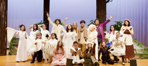 The Into the Woods cast at a dress rehearsal prior to the shows premiere on Friday.