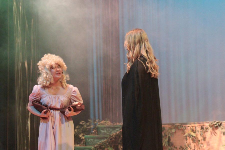 The witch and Rapunzel (played by Senior Raine Wu).