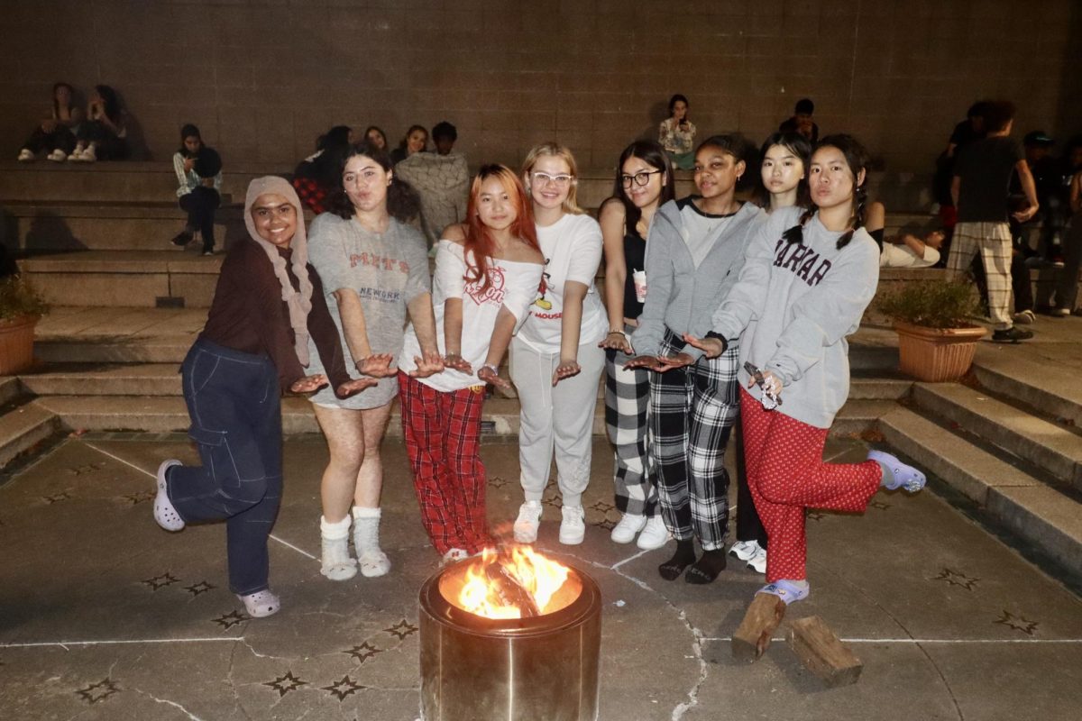 Students at the bonfire at the Witching Hour.