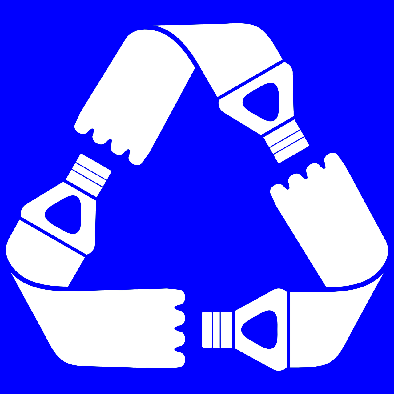 Hard plastic/metal/glass/food carton waste goes in blue bins.