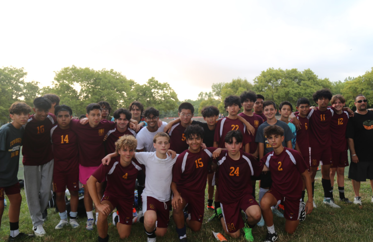 The Boys Varsity Soccer team playing against Springfield Gardens. The final score was 3-3.