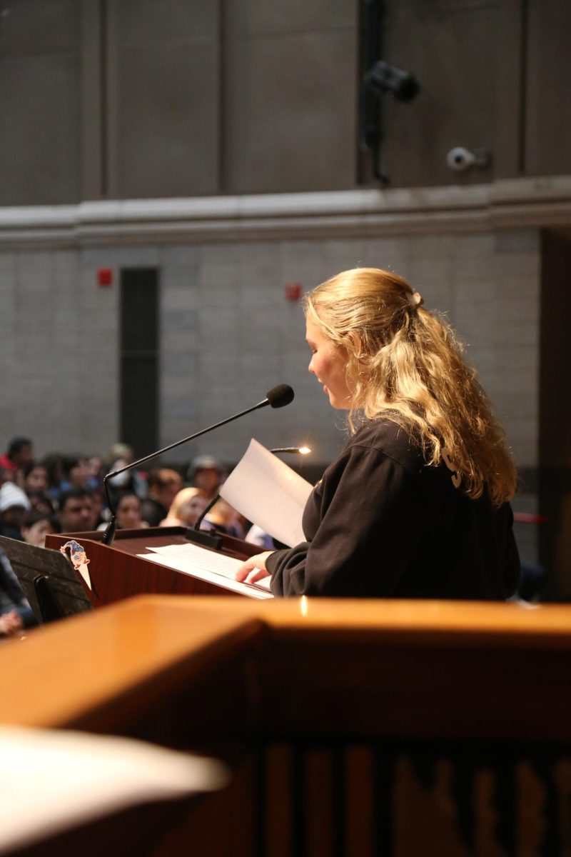 Senior Vice President, Anastasia Gonidelis presenting a speech at Open House