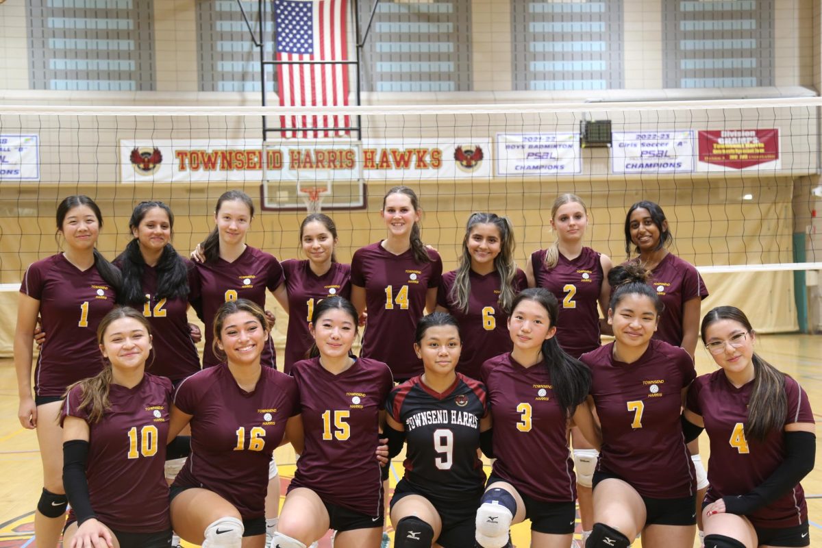 The Girls Varsity Volleyball Team going against Leon M. Goldstein HS for Science and winning 2-0