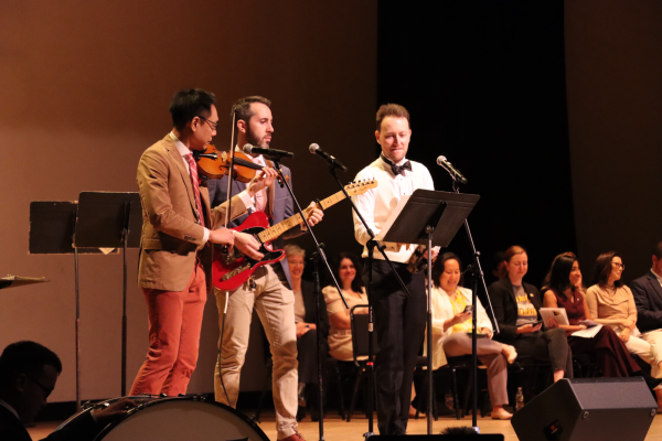 Mr. Heathwood and Mr. Stern run "music mindfulness" jam sessions during teacher-led Wellness Fridays. 