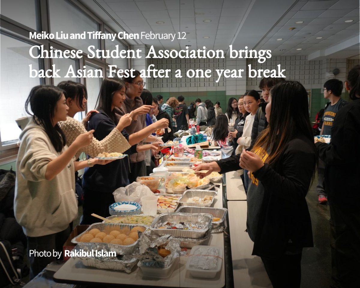 Students attending Asian Fest and eating traditional Asian dishes