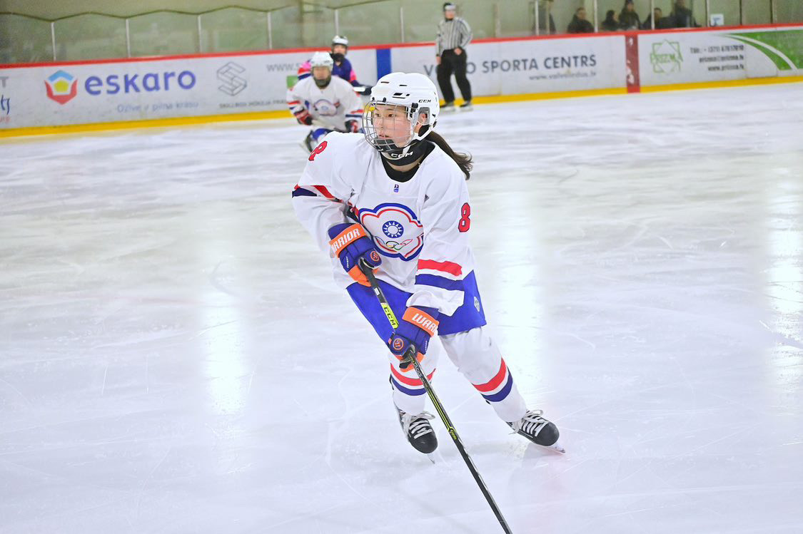 Jackie Hong plays for the Taiwanese Ice Hockey Team.  