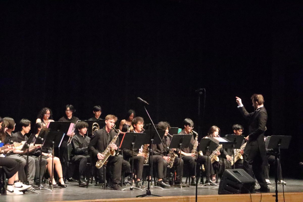 Mr. Heathwood conducting during Spring Concert