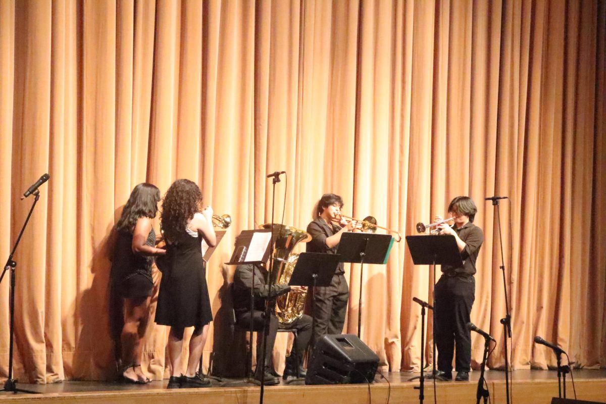 The Flute Quintet, Celina Li, Ella Quan, Emily Daza, Ava Pusing & Mr. Morrison,  performing during Spring Concert