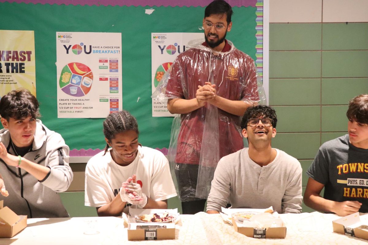 Students participating at the pie-eating contest on Pi-Day.