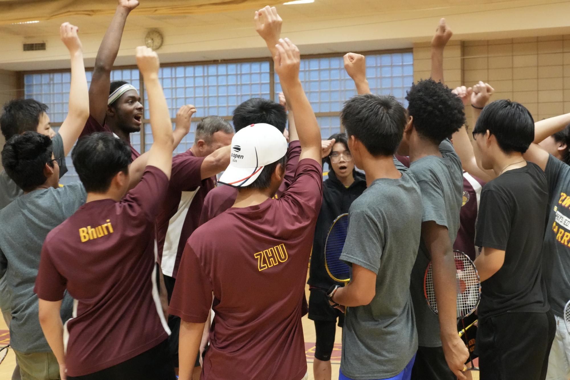 The Boys Badminton Team during their game against Thomas Edison.