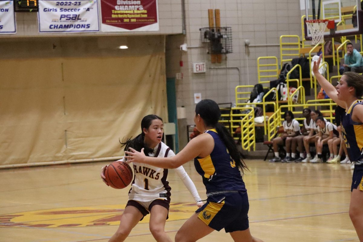 Sophomore and shooting guard Ava Yan dribbling past a defender on the Young Women’s Leadership Academy of Astoria girls varsity basketball game on December 22. When asked about the team’s next game, she said, “Our next game is against Francis Lewis, one of our rivals. [...] We are a pretty even team so I hope that we can pull through, especially because it's the day we get back from break.”
