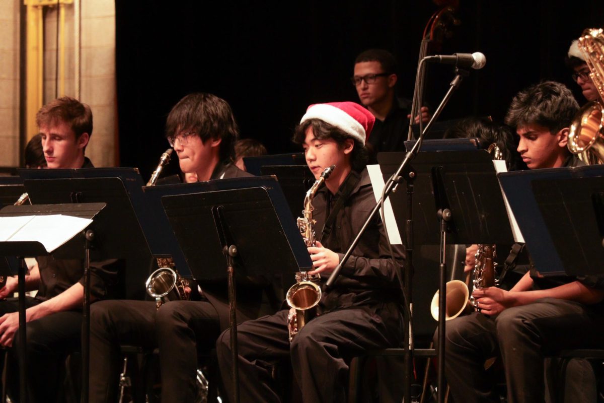 Musicians from Jazz Band and Chamber Strings come together to bring the holiday spirit to the stage during their  Winter Concert performance on December 17. 
