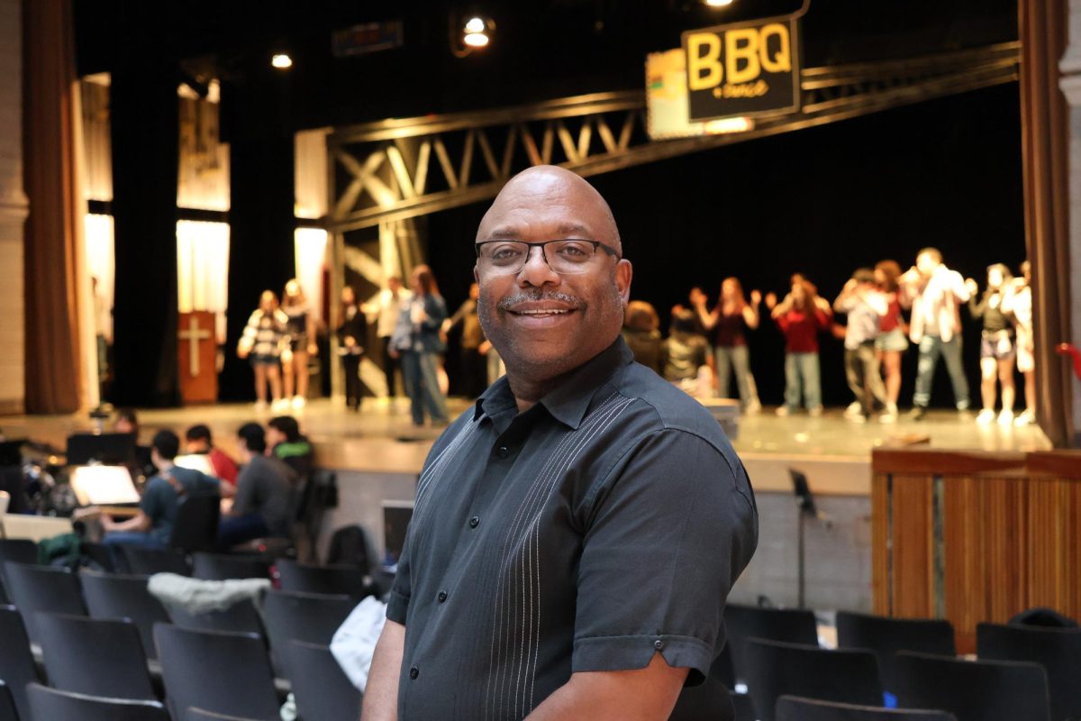 Mr. Rich during the Footloose musical rehearsal on April 16th, helping prepare students for the upcoming performance.