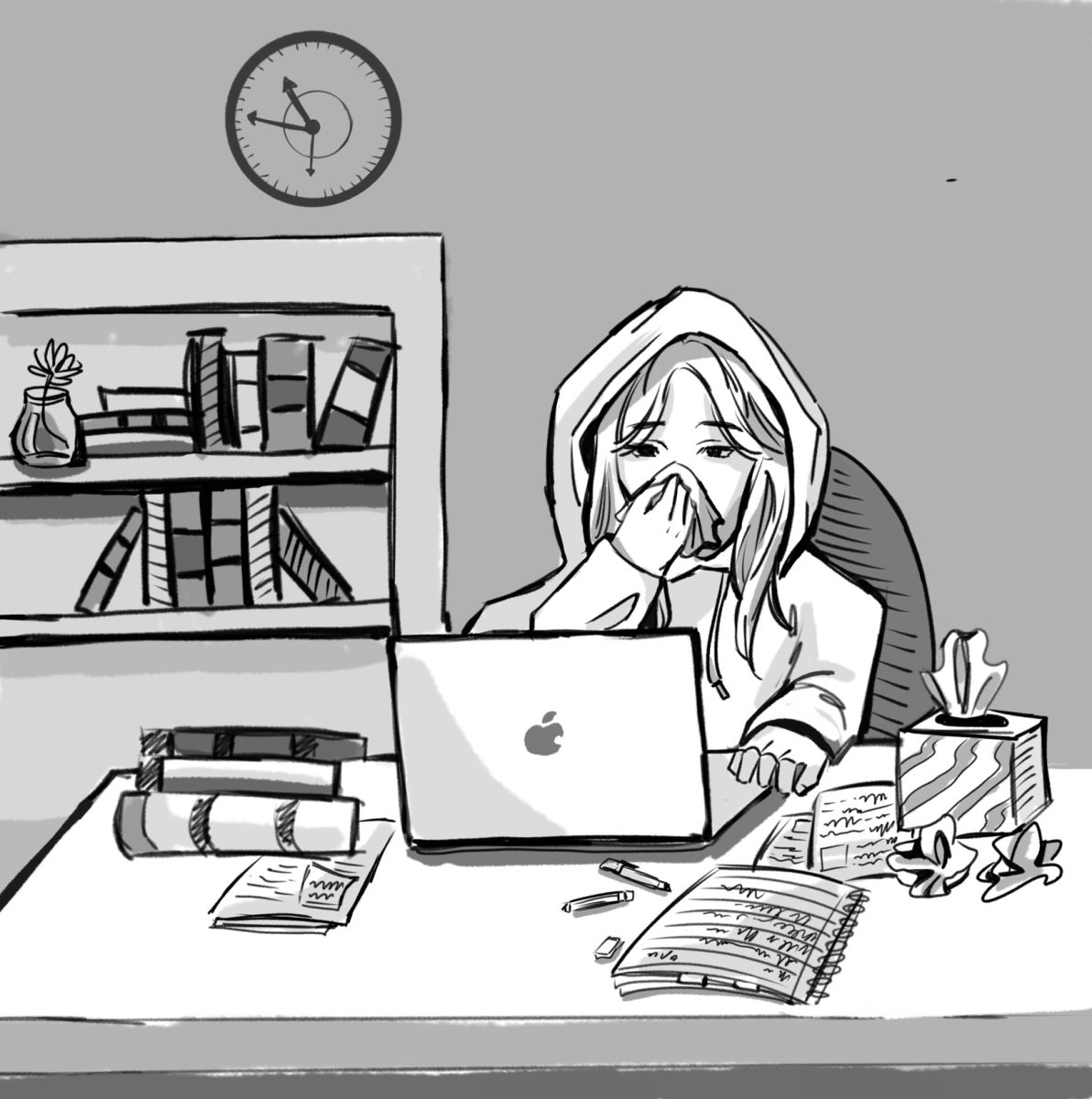 With a lack of a clear policy for sick days Sophomore Lila Peskay states that it forces students to have to communicate with their teachers even when they're sick. She argues that a policy that gives students clarity on extensions needs to be developed. 
